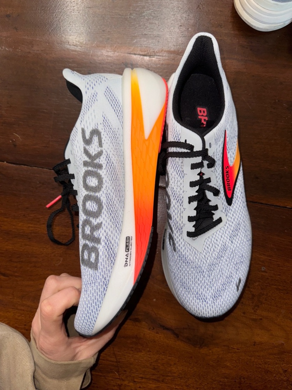 Brooks White and Orange Men’s Athletic Running Shoes